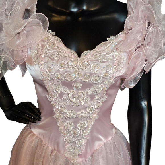 Vintage San Martin Pink Cinderella Wedding Gown - Picture 3 of 11
